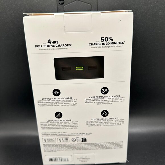 mophie Powerstation XL 20000mAh, with 20W USB-C PD fast charger, and 2x USB-A - Picture 2 of 2